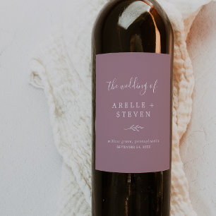 Feuille minimale   Étiquette de vin Mariage Mauve