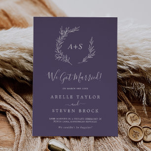 Feuille minimale   Faire-part Elopement Plum Purpl