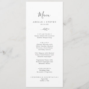 Feuille minimale   Menu Dîner Mariage gris foncé