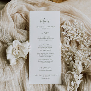 Feuille minimale Menu du dîner Mariage vert oliv