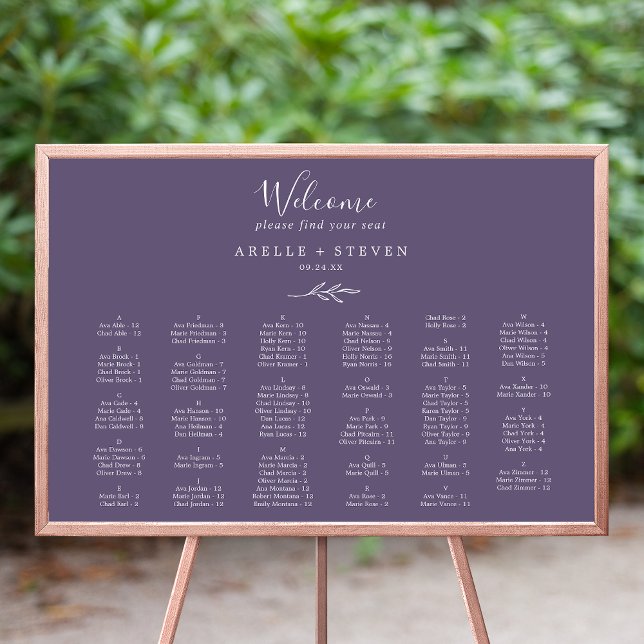 Feuille minimale | Plum Tableau de sièges alphabét (Créateur téléchargé)