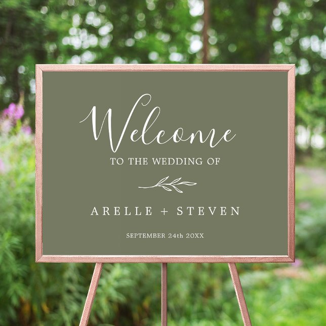 Feuille minimale | Poster de bienvenue du Mariage  (Créateur téléchargé)