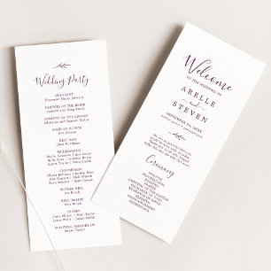 Feuille minimale Programme de mariage d'aubergin