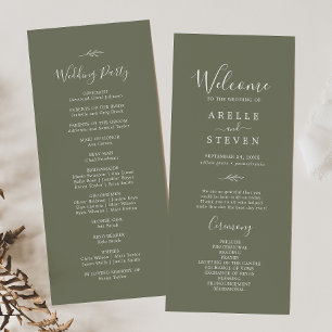 Feuille minimale Programme de mariage vert foncé