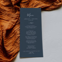 Feuille minimale | Slate Blue Mariage Dinner Menu