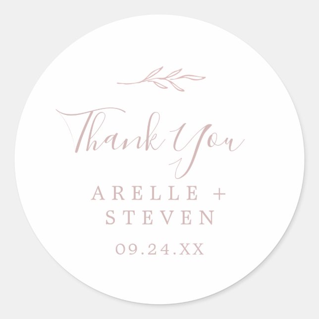 Feuille minimale | Sticker préféré en Merci rose v (Devant)