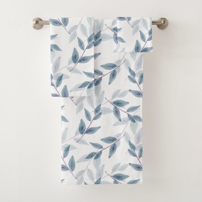 Feuille Motif Aquarelle bleu ardoise (En situation)