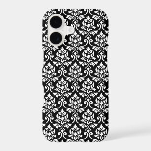 Feuille motif damassé blanc sur noir