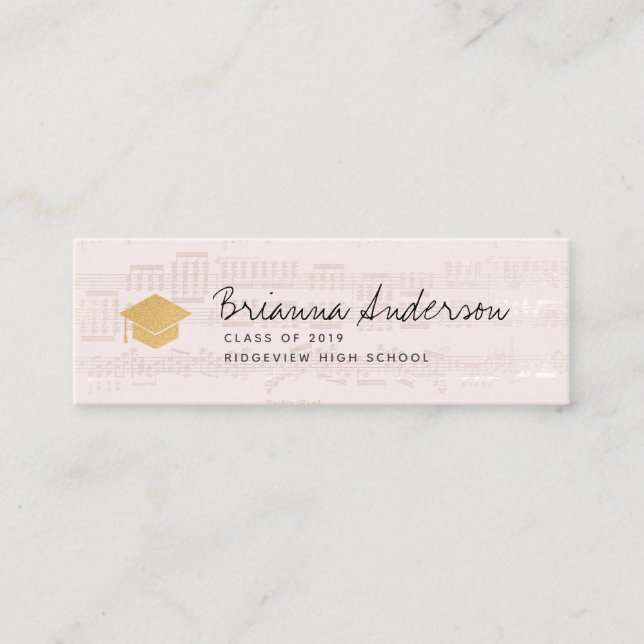Feuille Musique rose Diplôme Insérer une carte de  (Devant)