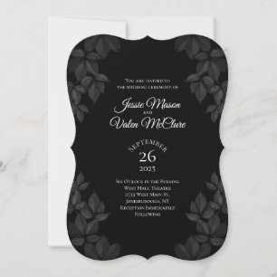 Feuille Noir Gothique Élégant Mariage Invitation