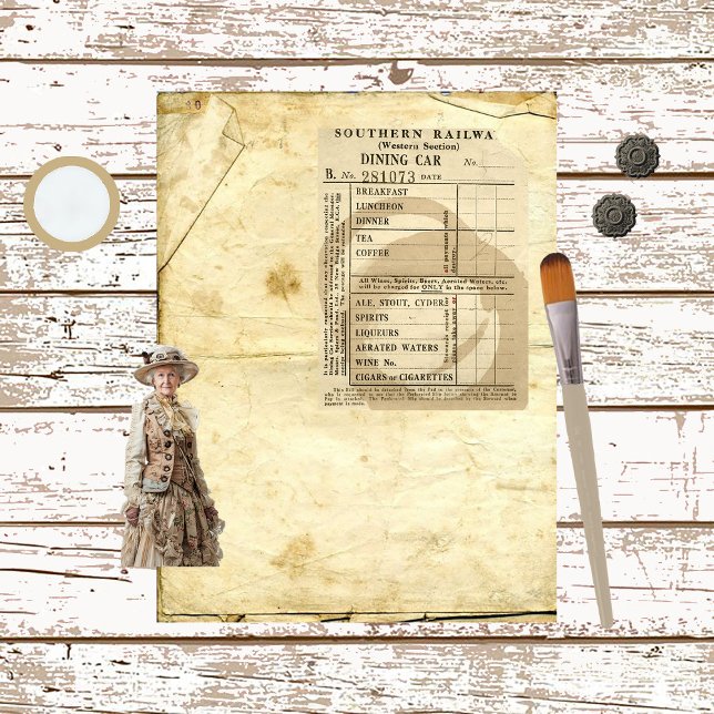 Feuille papier de réception ferroviaire vintage (Créateur téléchargé)