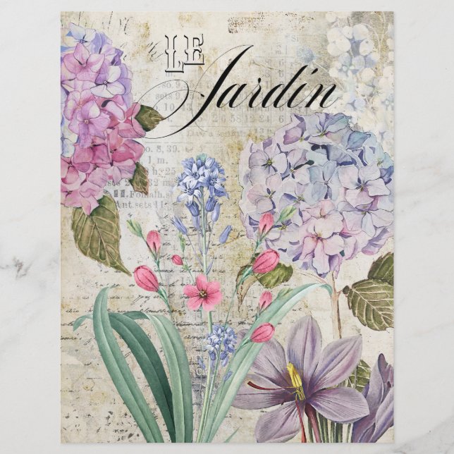 Feuille papier de scrapbooking vintage Floral (Devant)