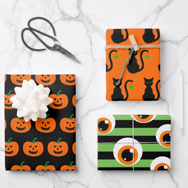 Feuille papier d'enveloppement Motif d'Halloween (Recto)