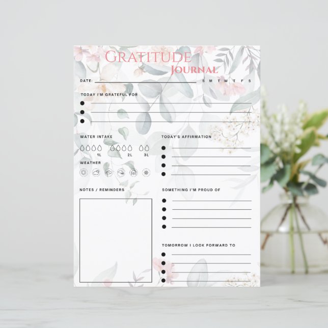 Feuille papier feuille de la Gratitude florale ros (Debout devant)