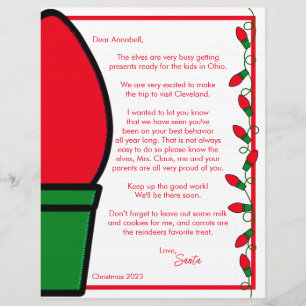 Feuille papier lettre père Noël & Mme Claus
