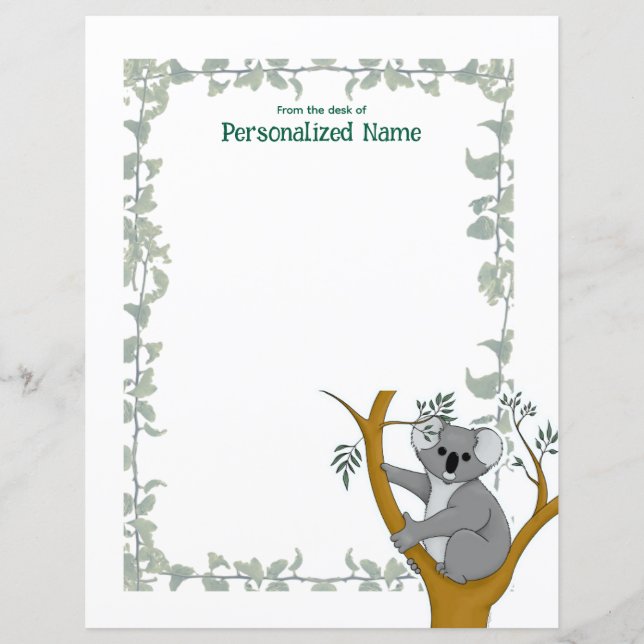 Feuille papier non doublée Callie Koala White Ivy (Devant)