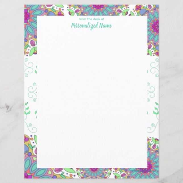 Feuille papier non doublée de finesse florale (Devant)
