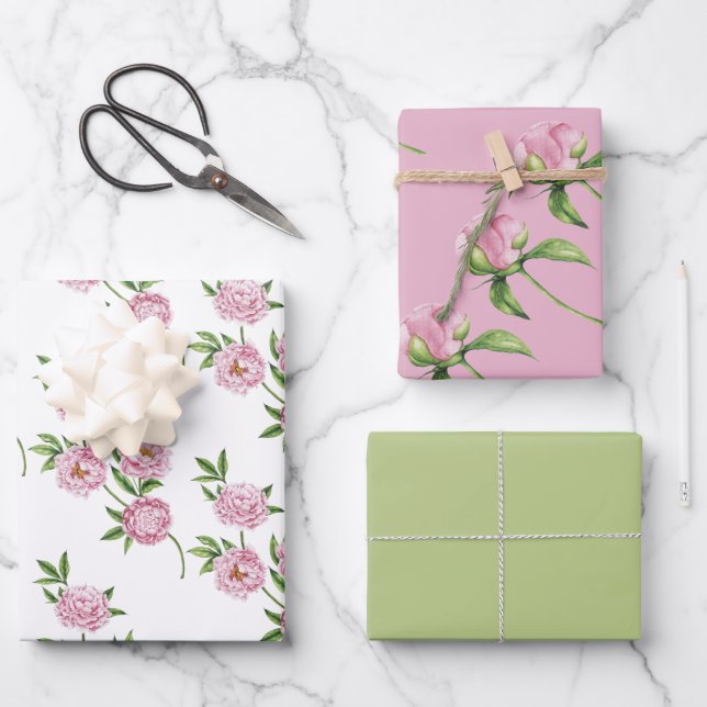 Feuille plat de papier d'enveloppement de pivoine  (Recto)