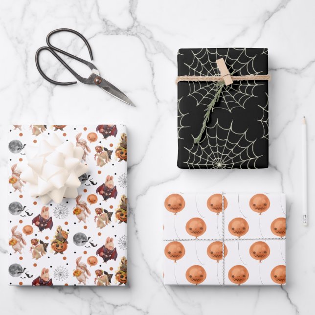 Feuille plate de papier d'enveloppement d'Hallowee (Recto)