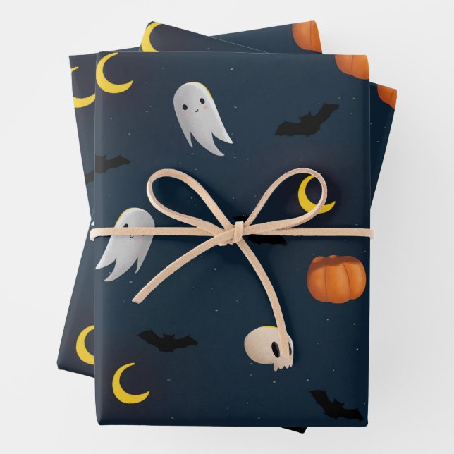 Feuille plate de papier d'enveloppement d'Hallowee (En situation)