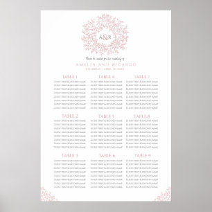 Feuille rose cercle mariage affiche