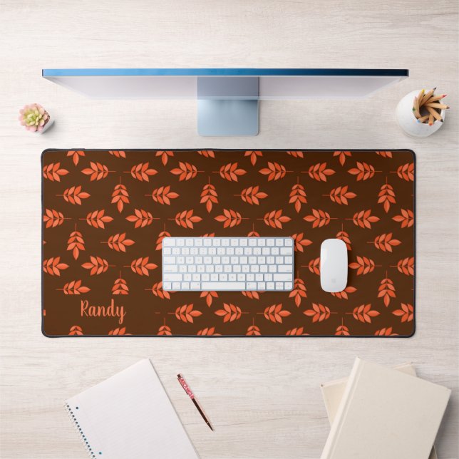 Feuille rouge nom personnalisé brun (Bureau 1)