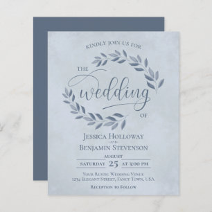 Feuille rustique Dusty Blue BUDGET Mariage Inviter