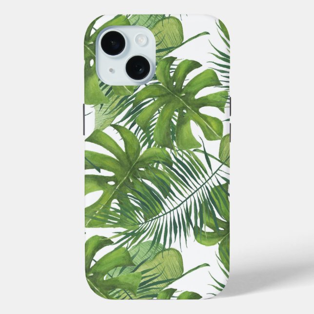 Feuille tropical iPhone 15 Coque (Verso)