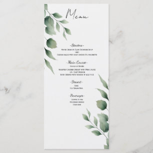 Feuille verdure minimaliste Menu Mariage blanc mod