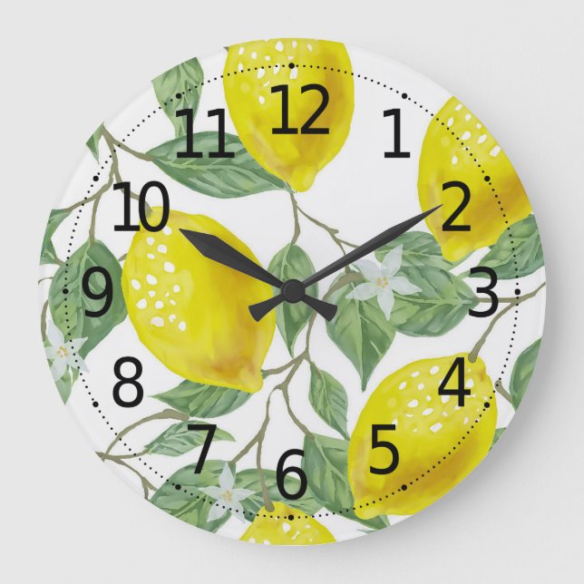 Feuille vert élégant et horloge murale jaune des (Recto)