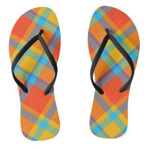 Feuilles à tongs À damiers plaid colorées