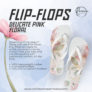 Feuilles à tongs de fleurs roses délicates