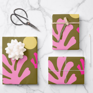 Feuilles Abstraits découpés Formes Olive Vert rose