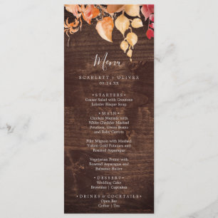 Feuilles automnales Menu Rustique Brown Wood Mar