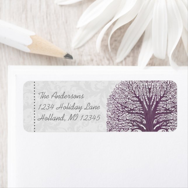 Feuilles automnales Purple & Grey Tree Adresse de  (En situation)