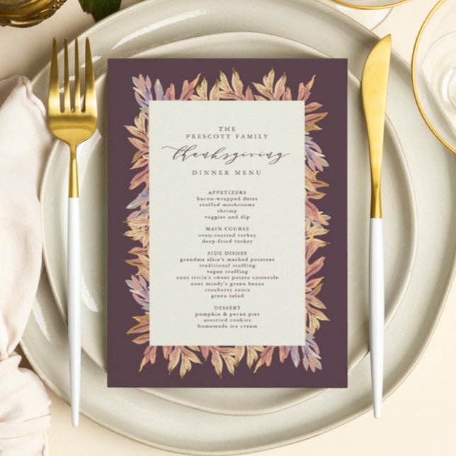 Feuilles automnales Thanksgiving menu (Créateur téléchargé)