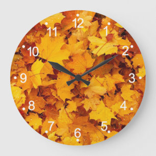 Feuilles Automne Grande horloge murale