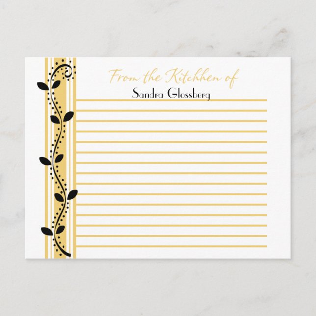 Feuilles Black Swirl sur Cartes de Recette Jaune D (Devant)
