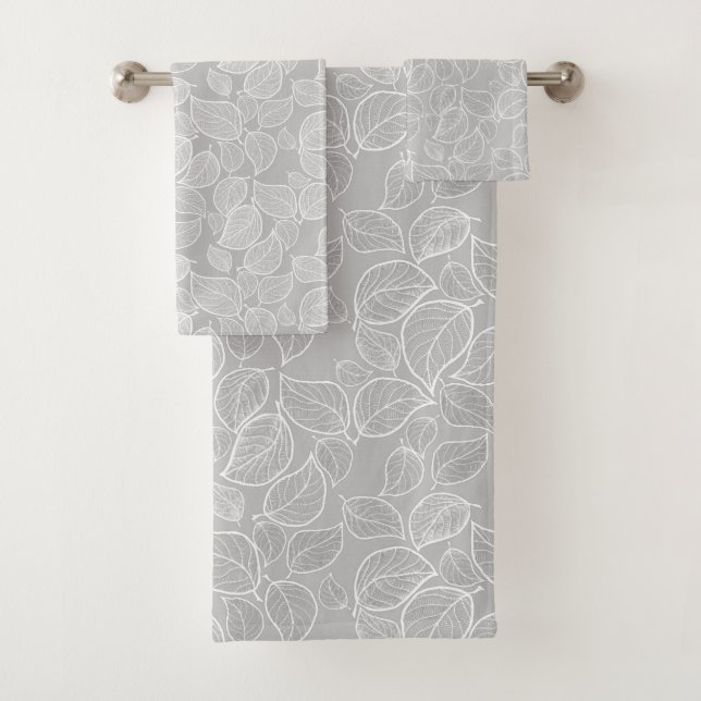 Feuilles blancs sur serviette gris argent (En situation)