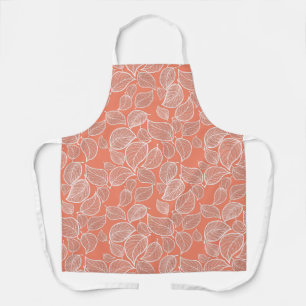 Feuilles blancs sur tablier tout-en-un orange
