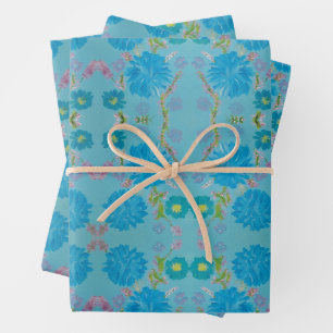 Feuilles bleues florissantes Papier à enveloppemen