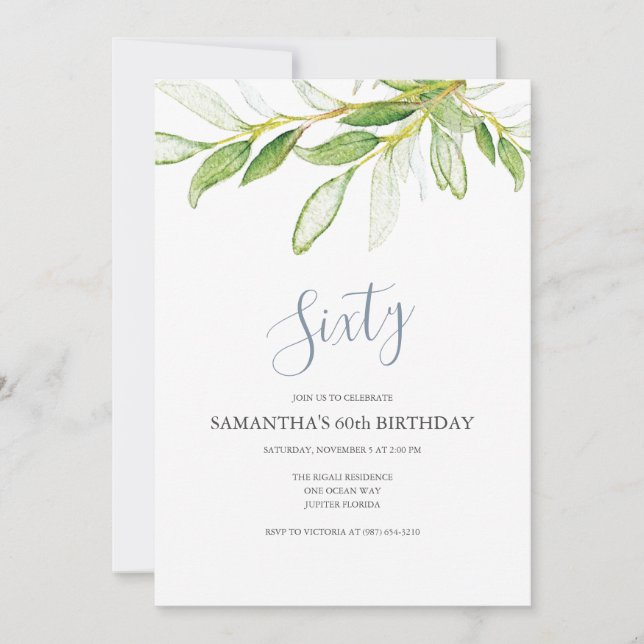 Feuilles botaniques 60e anniversaire Invitation (Devant)