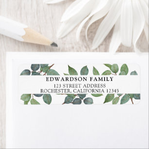 Feuilles botaniques aquarelle retour Adresse Label