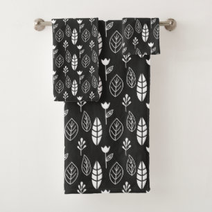 Feuilles botaniques modernes minimalistes noir et 