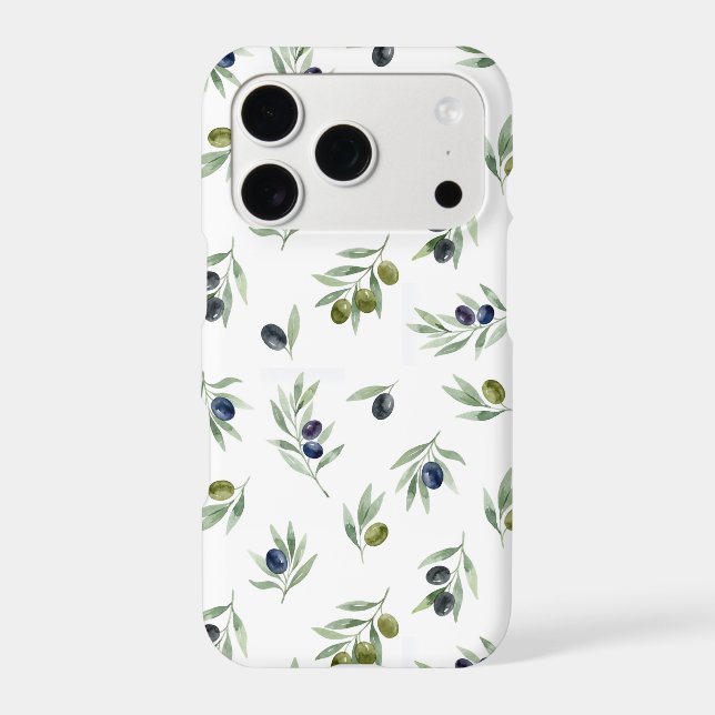 Feuilles botaniques vert olive Élégant motif chic (Verso)