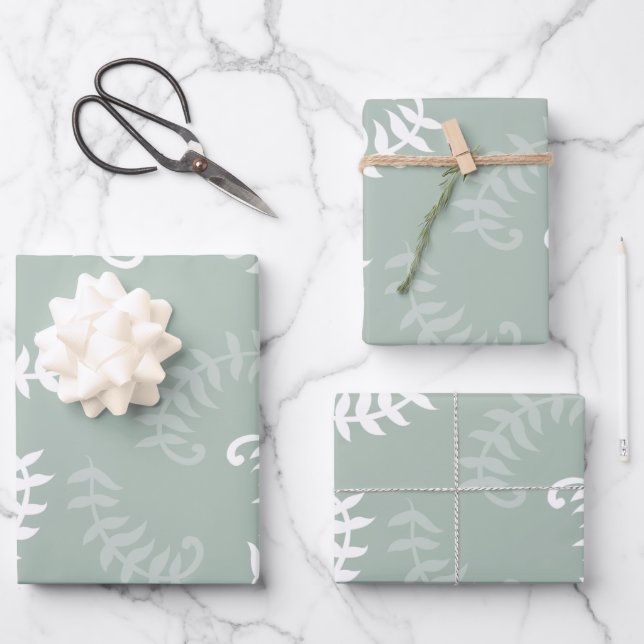 Feuilles botaniques verts turquoises (Recto)