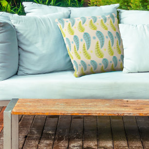 Feuilles Chartreuse et Aqua lancent un oreiller