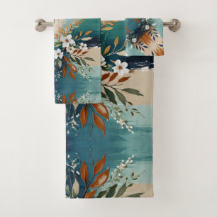 Feuilles colorés Floral Abstrait Turquoise bleu ro
