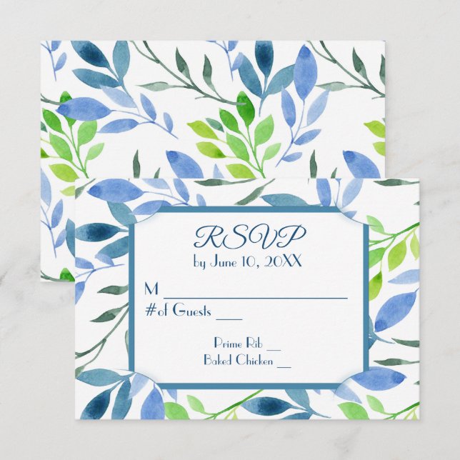 Feuilles d'aquarelle mariage RSVP (Devant / Derrière)
