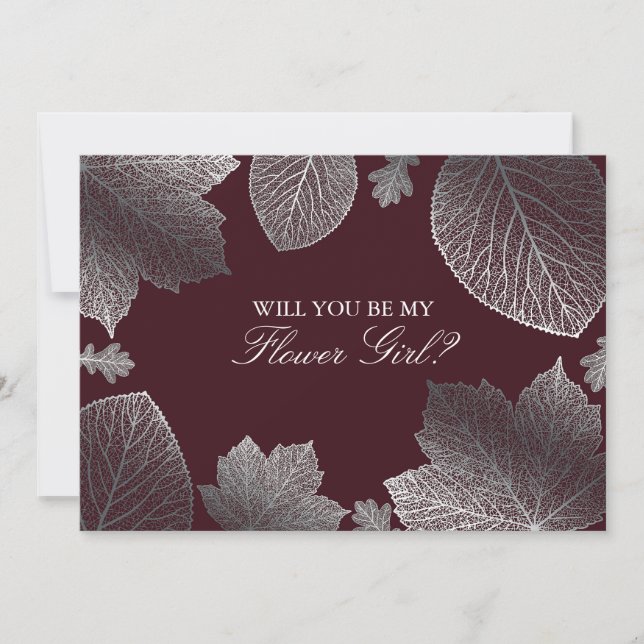 Feuilles d'argent tombant Invitation de Fille Fleu (Devant)